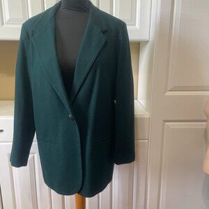 Sag Harbor Blazer Womens Size 14 Green Long Sleeve Button Front 100% Wool